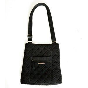VERA BRADLEY Classic Black Quilted Shoulder Purse Tote Bag w/ Zipper Closure